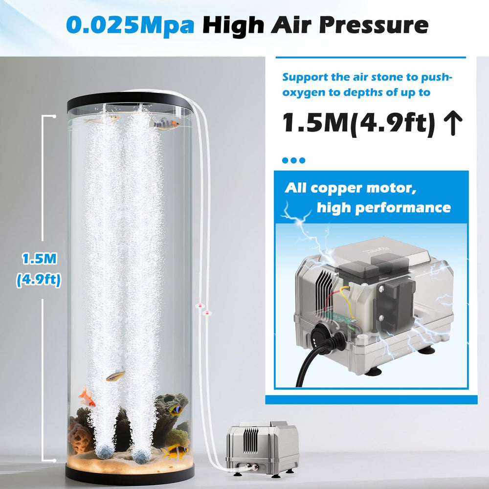 Hygger 5W aquarium air pump kit included with stones tubing and valves