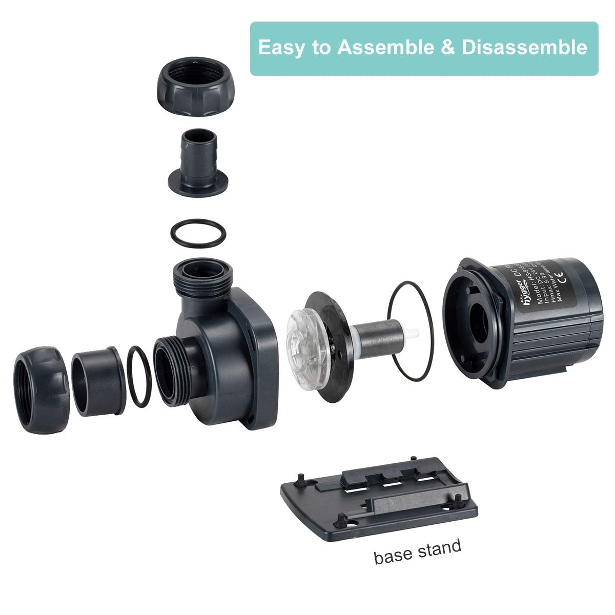 Hygger 800GPH pipe connections 1-inch and 3-4 inch details for versatile plumbing