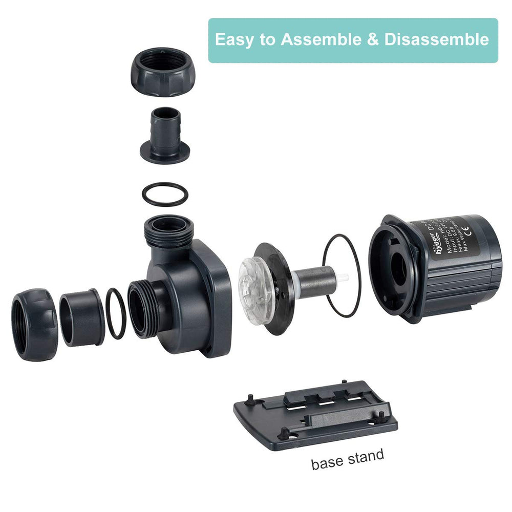 Hygger 800GPH pipe connections 1-inch and 3-4 inch details for versatile plumbing