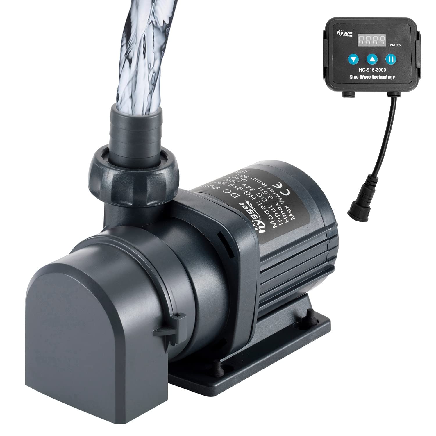 Hygger 800GPH quiet pump front view for flexible fish tank installations