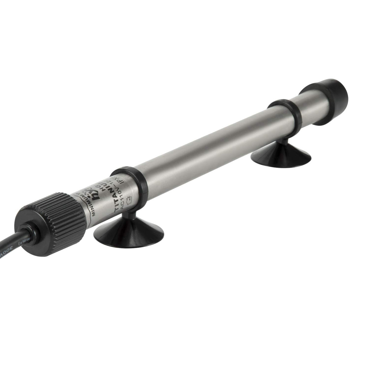 Hygger 802 heater rod titanium close-up shows durable, shatterproof heating element for tanks.