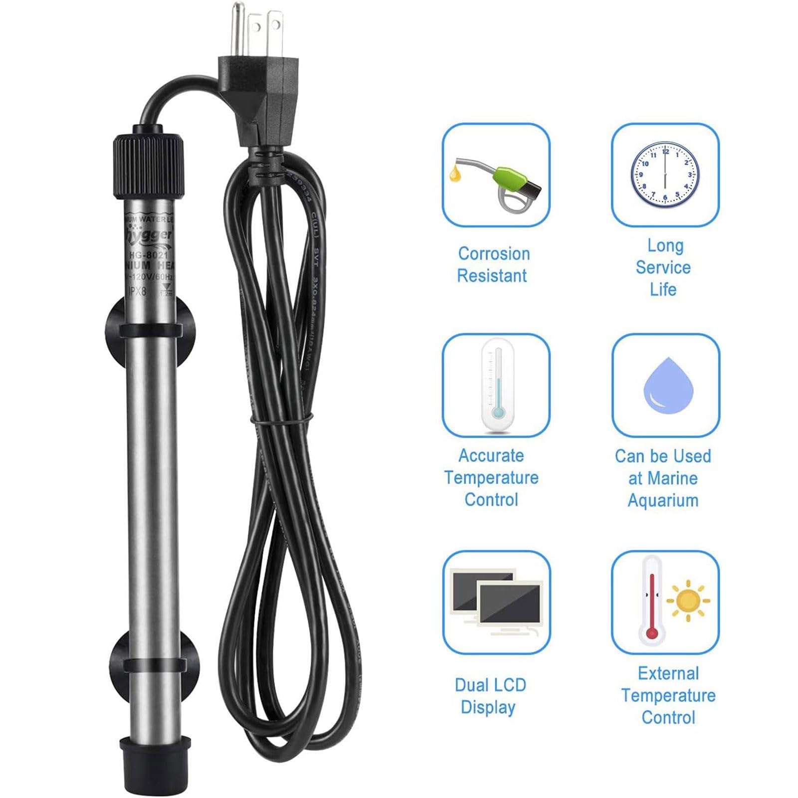Hygger 802 suction cups mount for secure, easy installation in any aquarium.