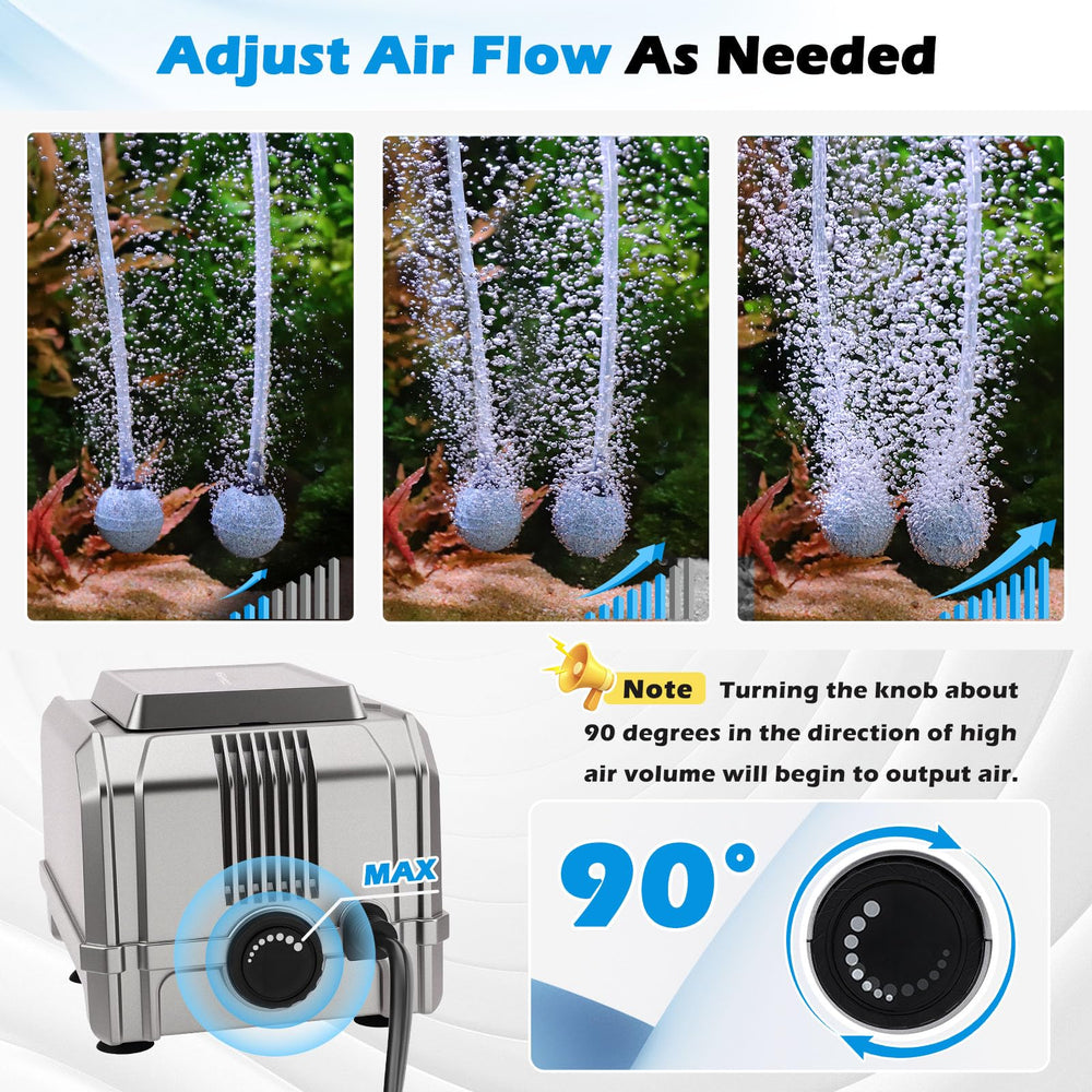 Hygger 8W adjustable flow knob enables customizable oxygenation for efficient aeration.