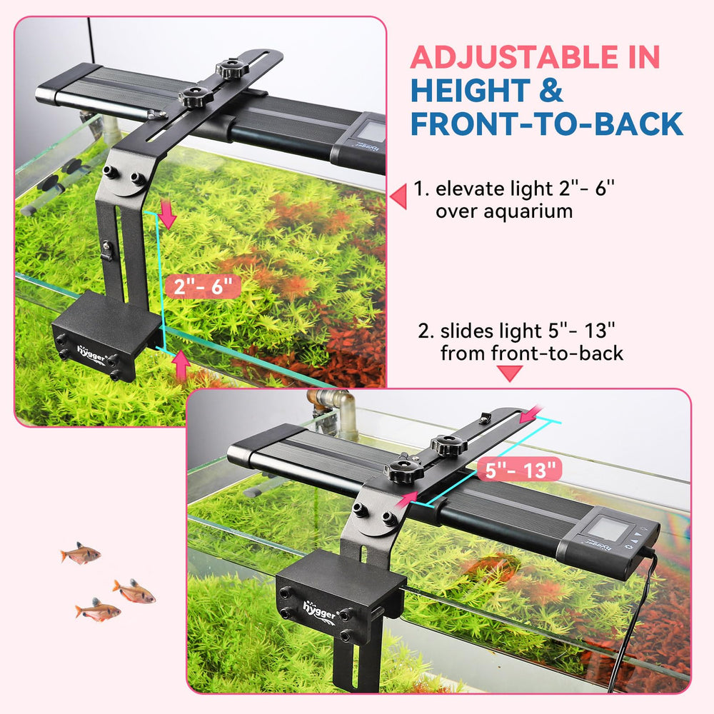 Hygger adjustable height positioning for tailored lighting across tank sizes