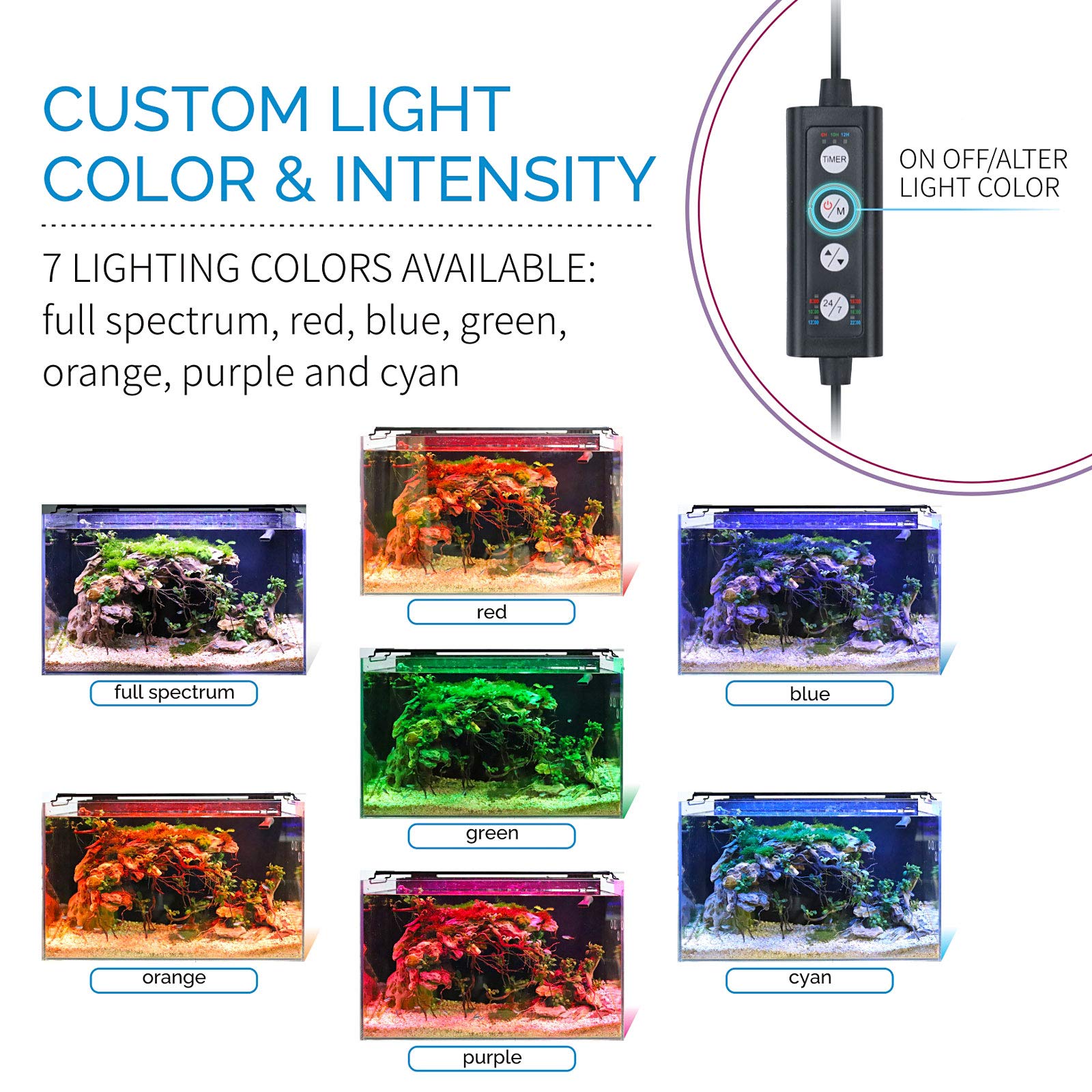 Hygger Advanced LED Aquarium Light demonstrates 24-7 cycle for natural ambience