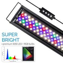 Hygger Advanced LED Aquarium Light timer setup interface and controls