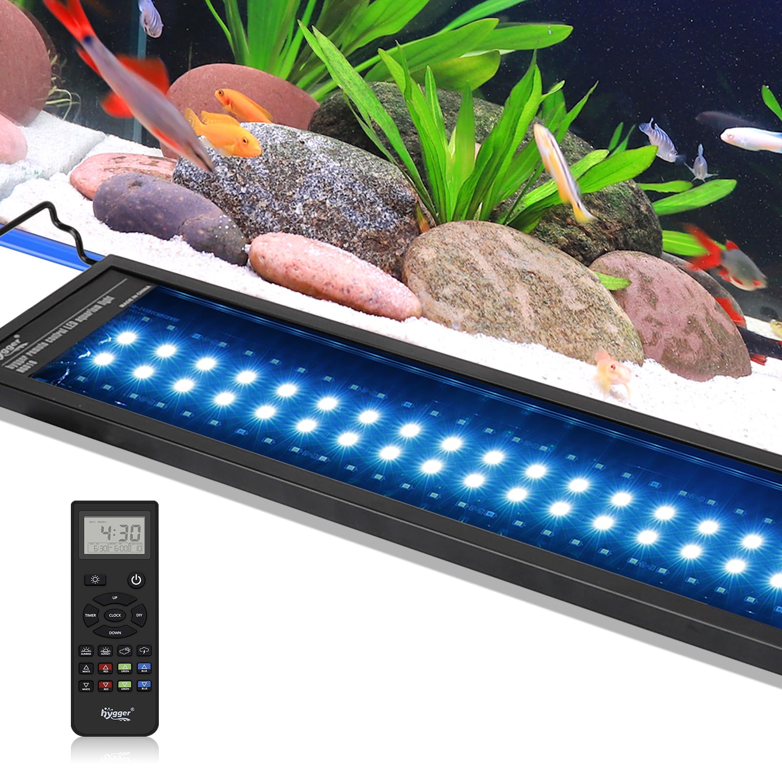 hygger Advanced Remote Light installation demonstrates easy setup for freshwater planted tanks.