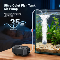 Hygger air pump delivers ultra-quiet operation ideal for bedroom or living room placement.