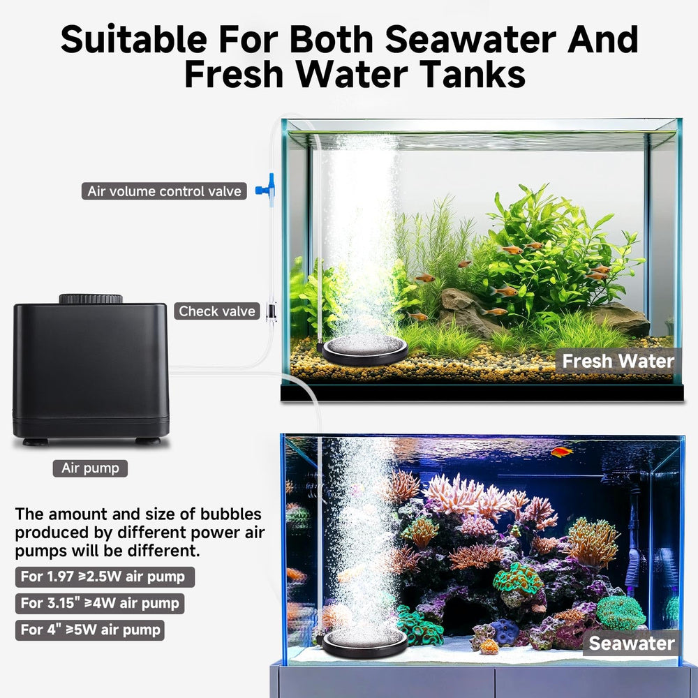 Hygger air stone in aquarium use showing quiet diffusion in a freshwater tank