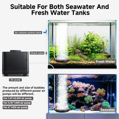 Hygger air stone in aquarium use showing quiet diffusion in a freshwater tank
