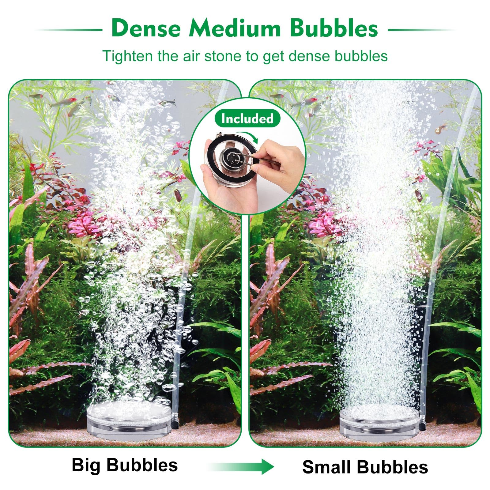 Hygger air stones aquarium dense bubble visuals highlight lively tank atmosphere.