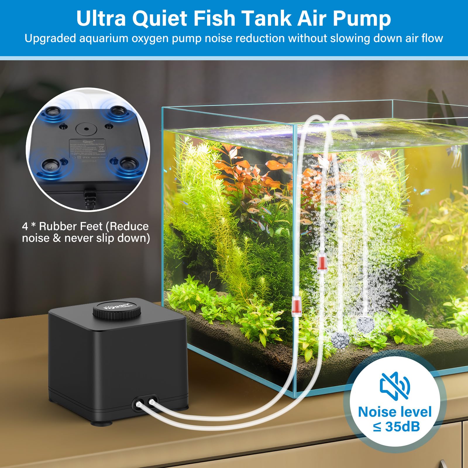 Hygger adjustable airflow knob enables precise control for various setups.