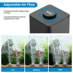 Hygger air pump with air stones included enhances bubble diffusion in tanks.