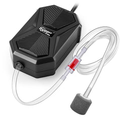 The Hygger aquarium air pump compact design demonstrates space-saving quiet operation for small tanks.