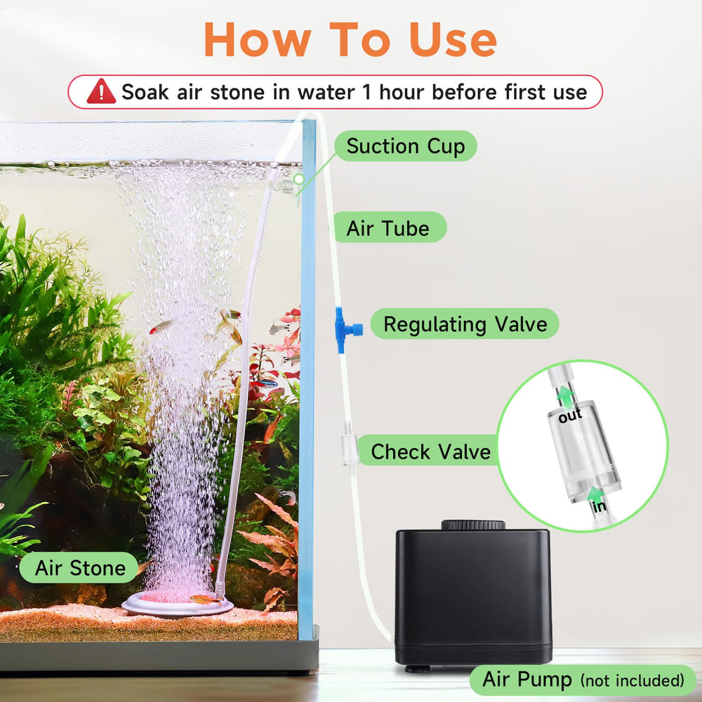 Hygger air stone kit with tubing and valve for easy setup