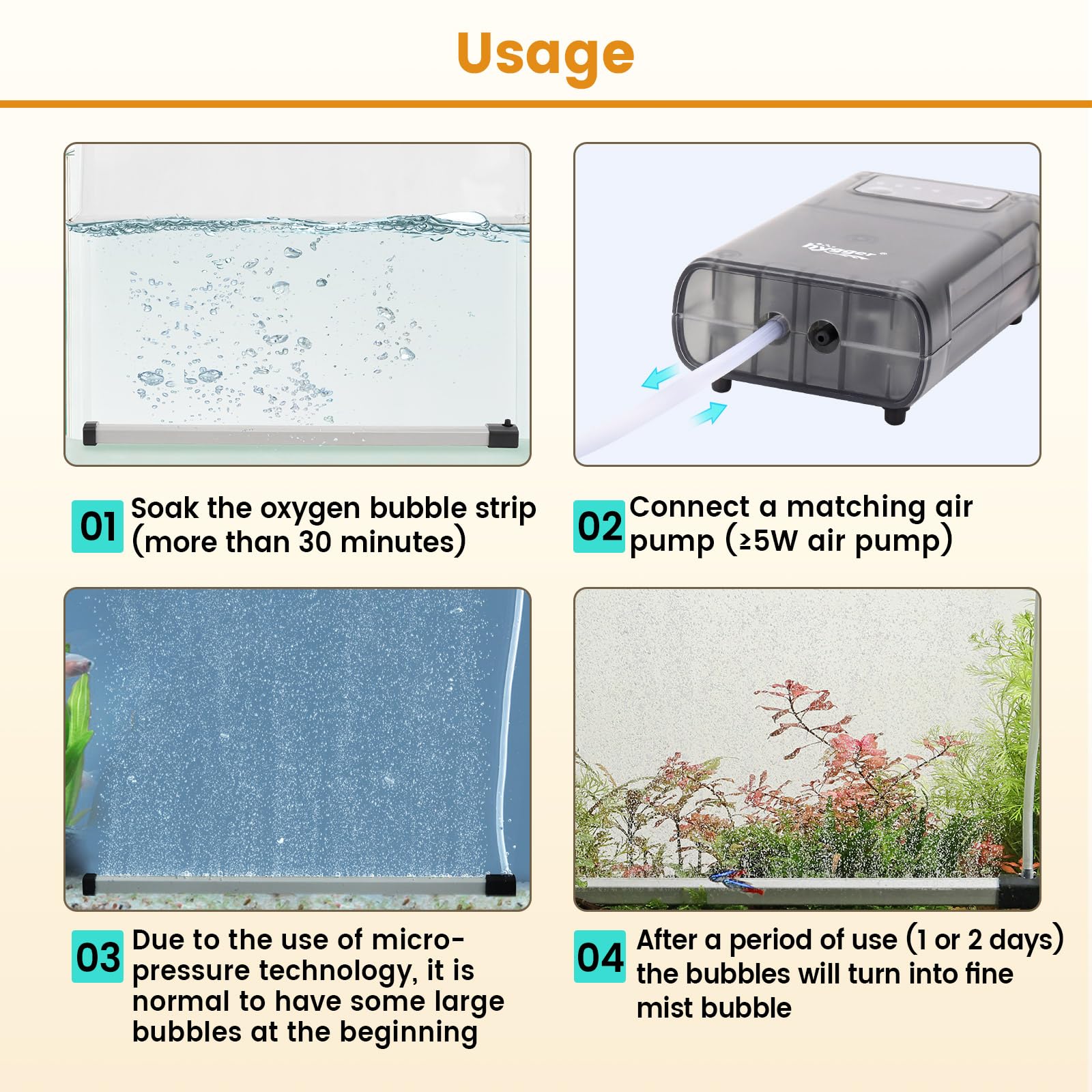 Hygger Bubble Strip durable materials emphasizes long lasting submerged performance