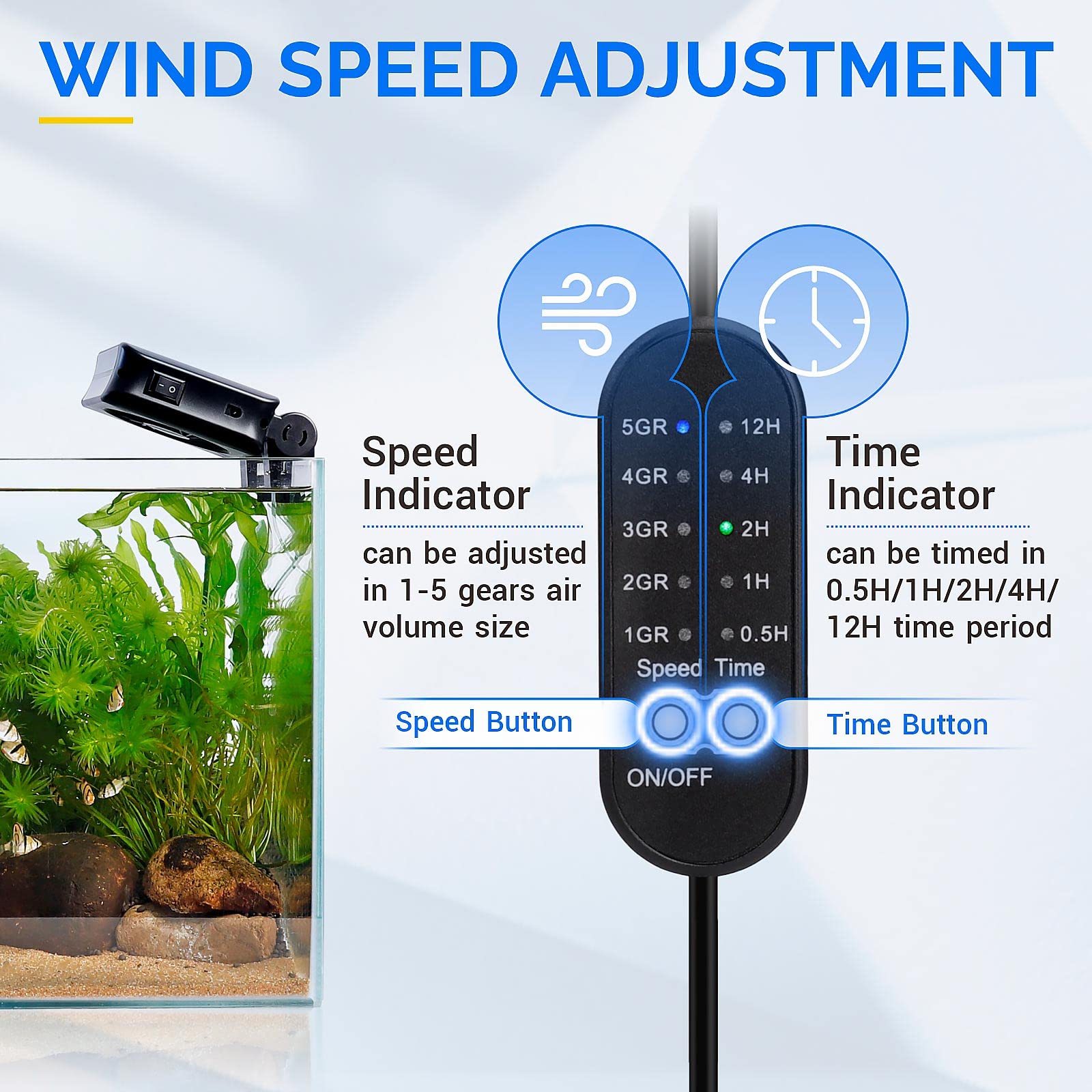 Hygger aquarium chillers fan angle adjustment enables targeted airflow to corners