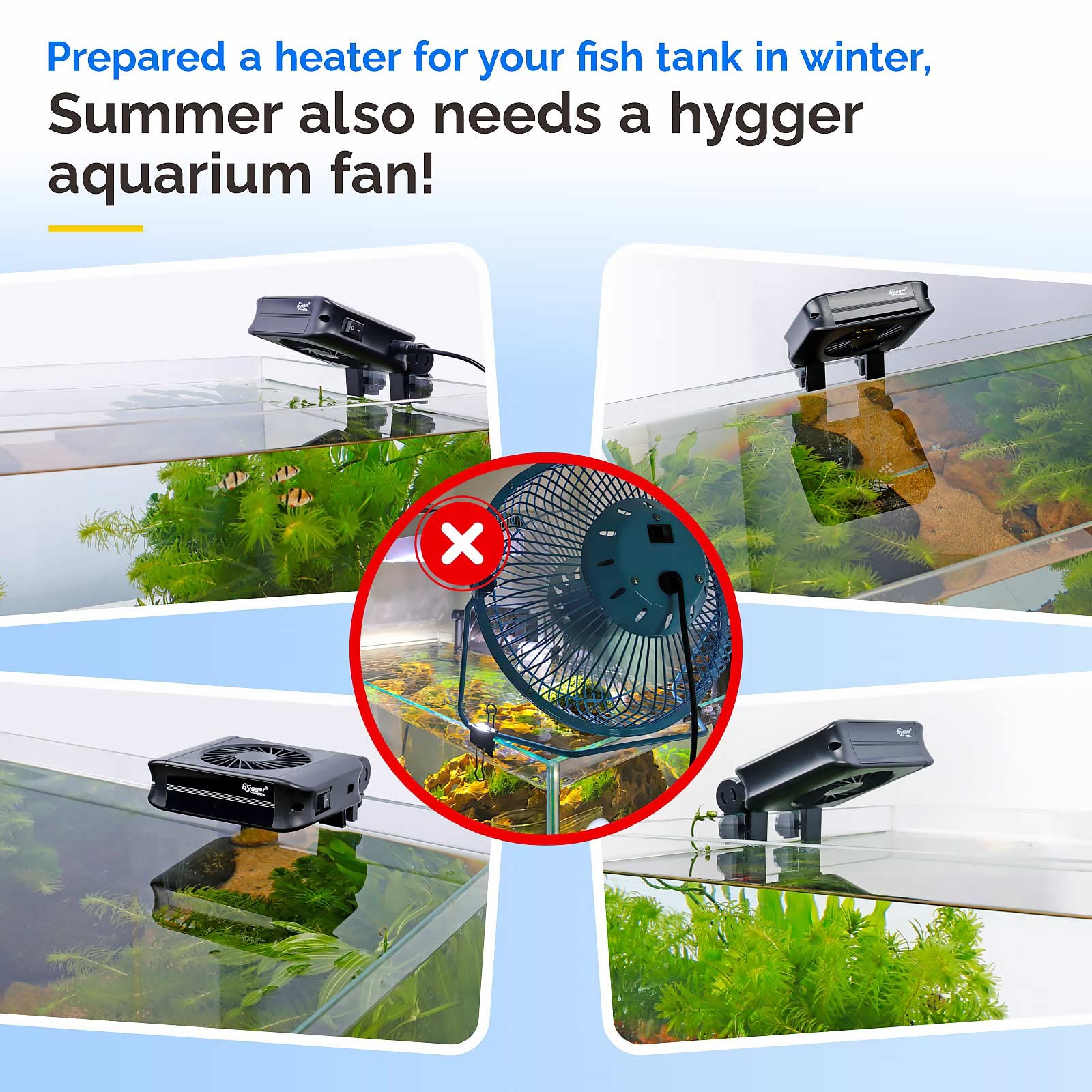 Hygger aquarium chillers fan cooling performance supports freshwater and saltwater tanks