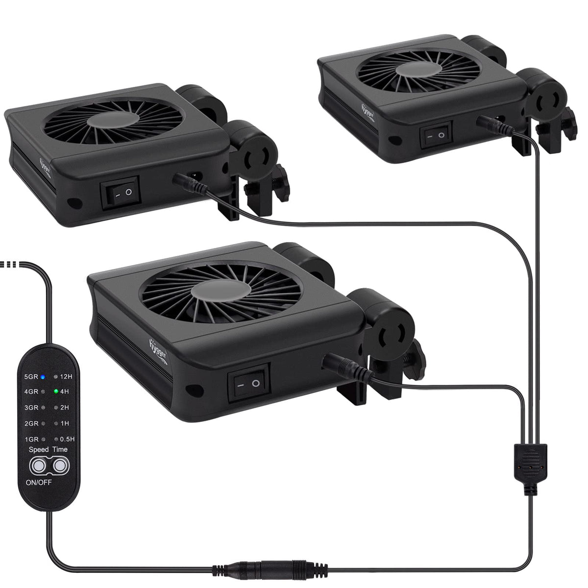 Hygger aquarium chillers fan three-head assembly cools multiple tanks efficiently