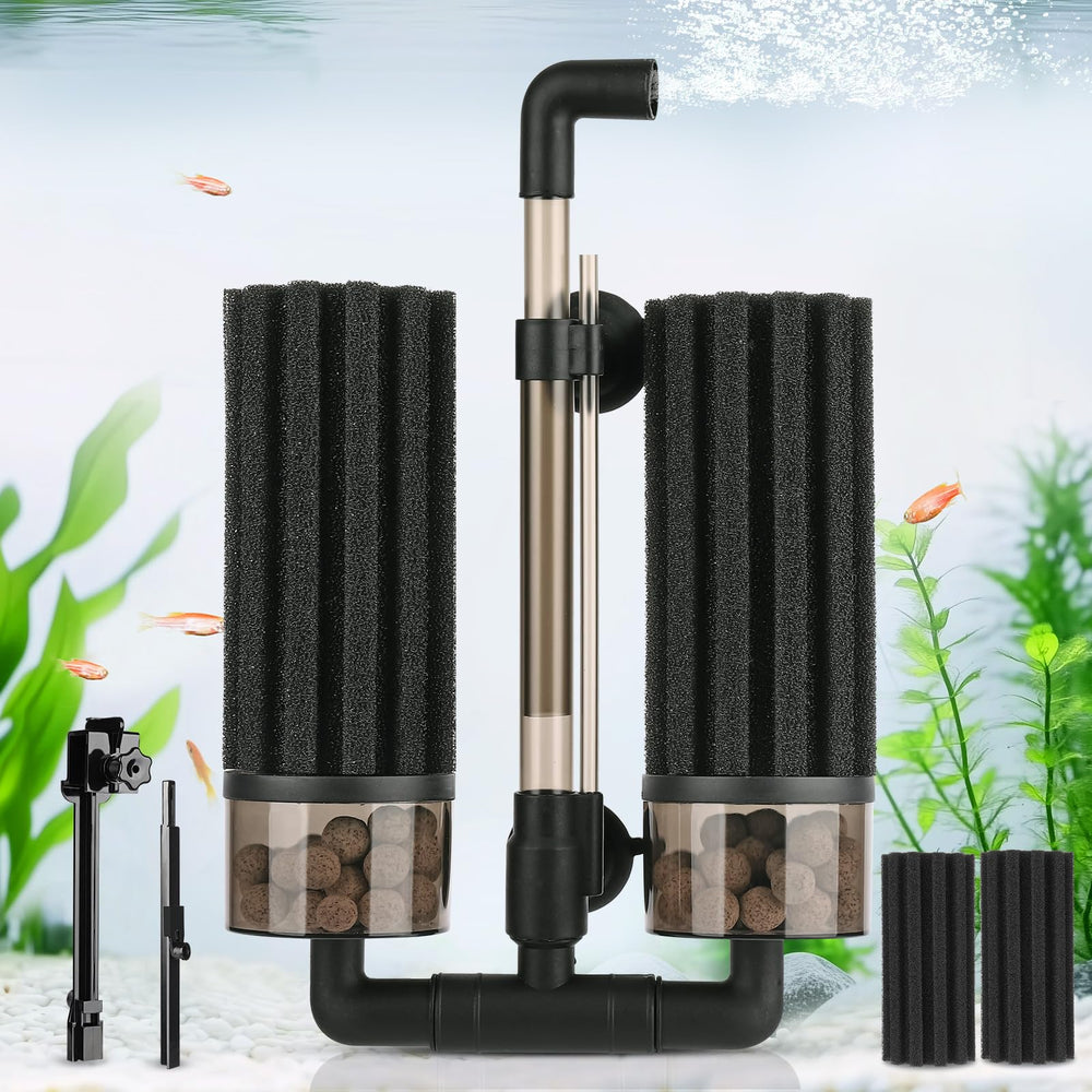 Hygger Aquarium Double Sponge Filter overview showing compact filtration for healthier water