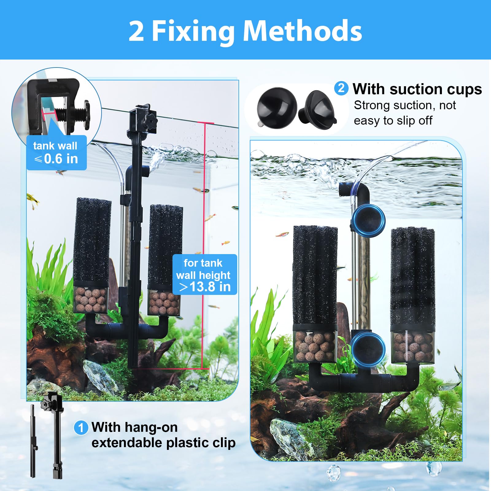 Hygger sponge filter maintenance: easily replace sponges and reuse bioceramic balls.