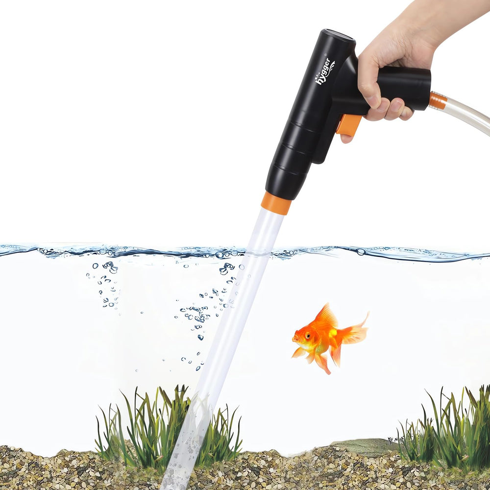 hygger aquarium gravel cleaner in action, delivering dirt suction for a squeaky-clean tank