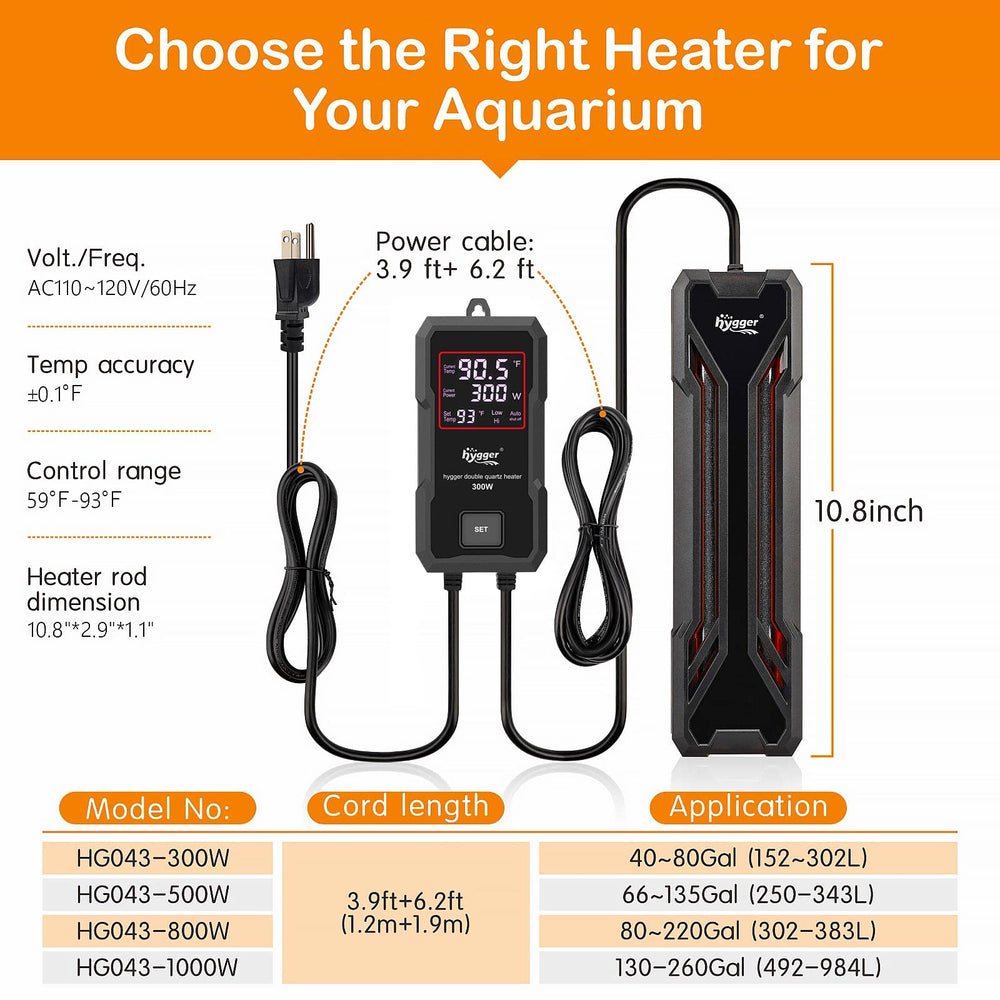hygger aquarium heater 1000w dry protection indicator in use