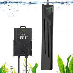 Hygger 200W aquarium heater front view offers steady temperature control for freshwater and saltwater tanks.