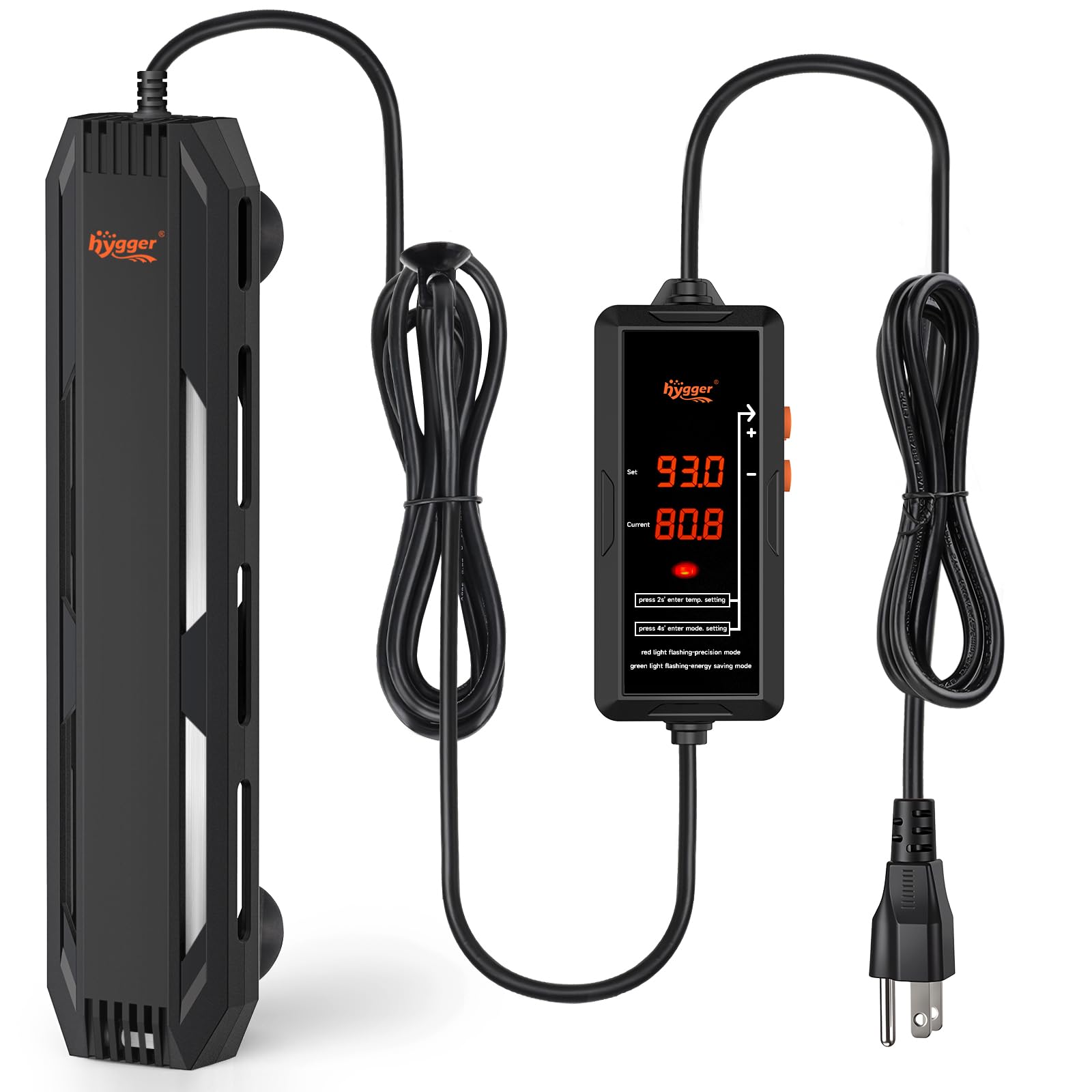 Hygger aquarium heater in-tank provides stable warmth for tropical fish.
