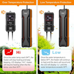hygger aquarium heater 500w side view showing slim profile