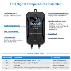 Hygger 500W adjustable heater suitable for 66-135 gallon tanks.