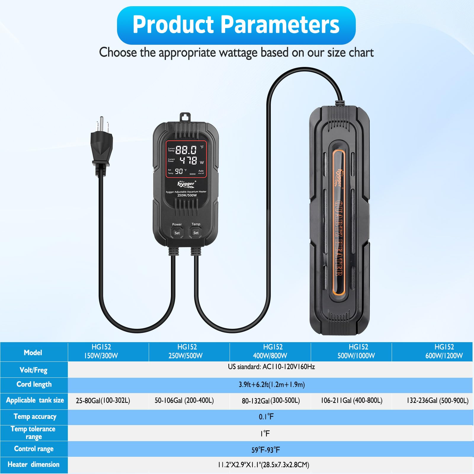 hygger aquarium heater accessories included for quick setup