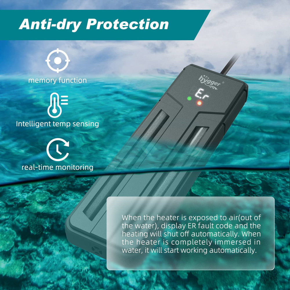 Hygger aquarium heater control panel highlights easy temperature adjustments for consistent care.