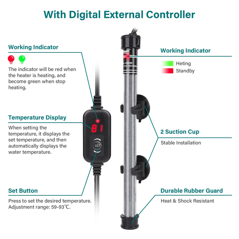 Hygger aquarium heater digital display offers precise temperature control for stable aquariums.
