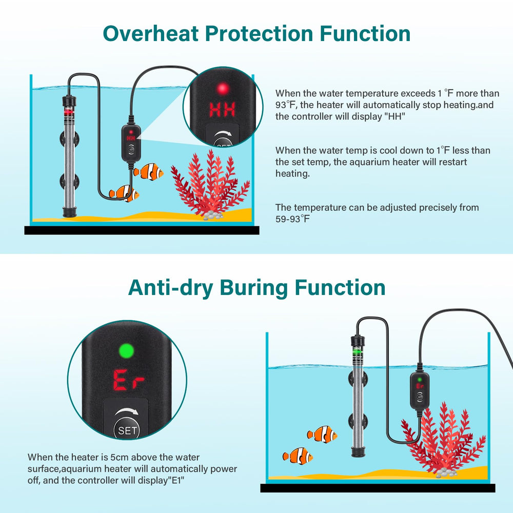 Hygger external controller demonstrates hands-free temperature adjustments outside the tank.