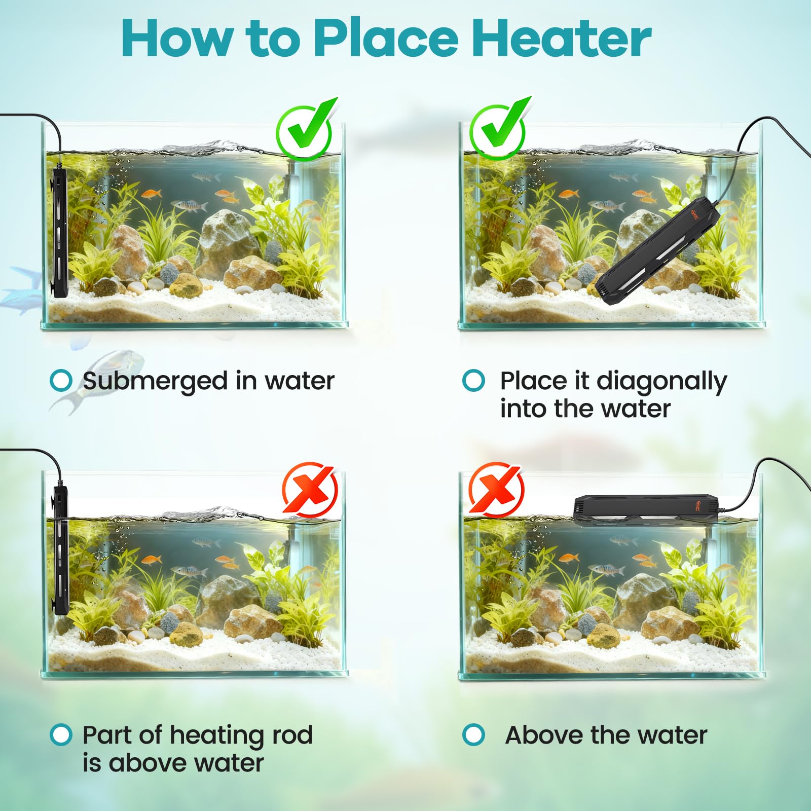 Hygger out-of-water protection feature prevents dry-burning incidents.