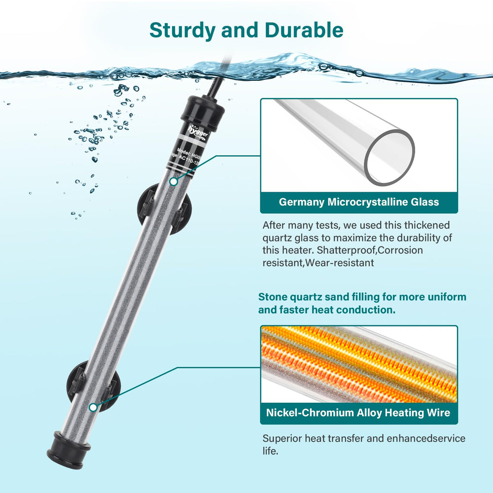 Hygger aquarium heater out-of-water protection enhances safety during maintenance.