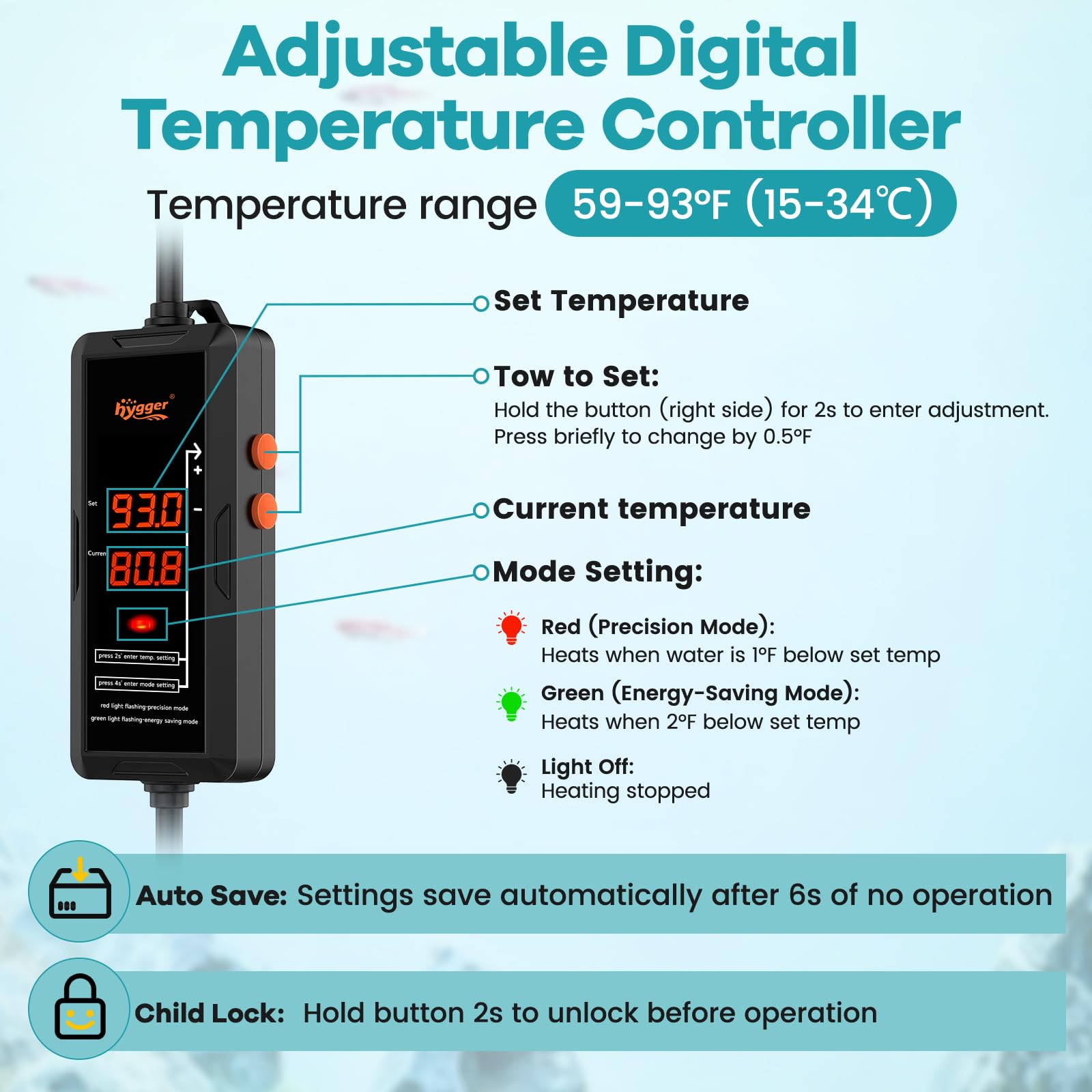 Hygger quartz-glass assembly delivers rugged, rapid heat transfer.