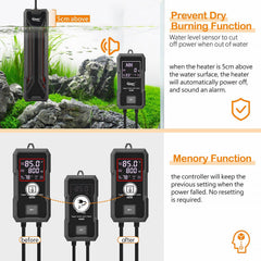 hygger aquarium heater suction cups, bracket and hook secure installation.