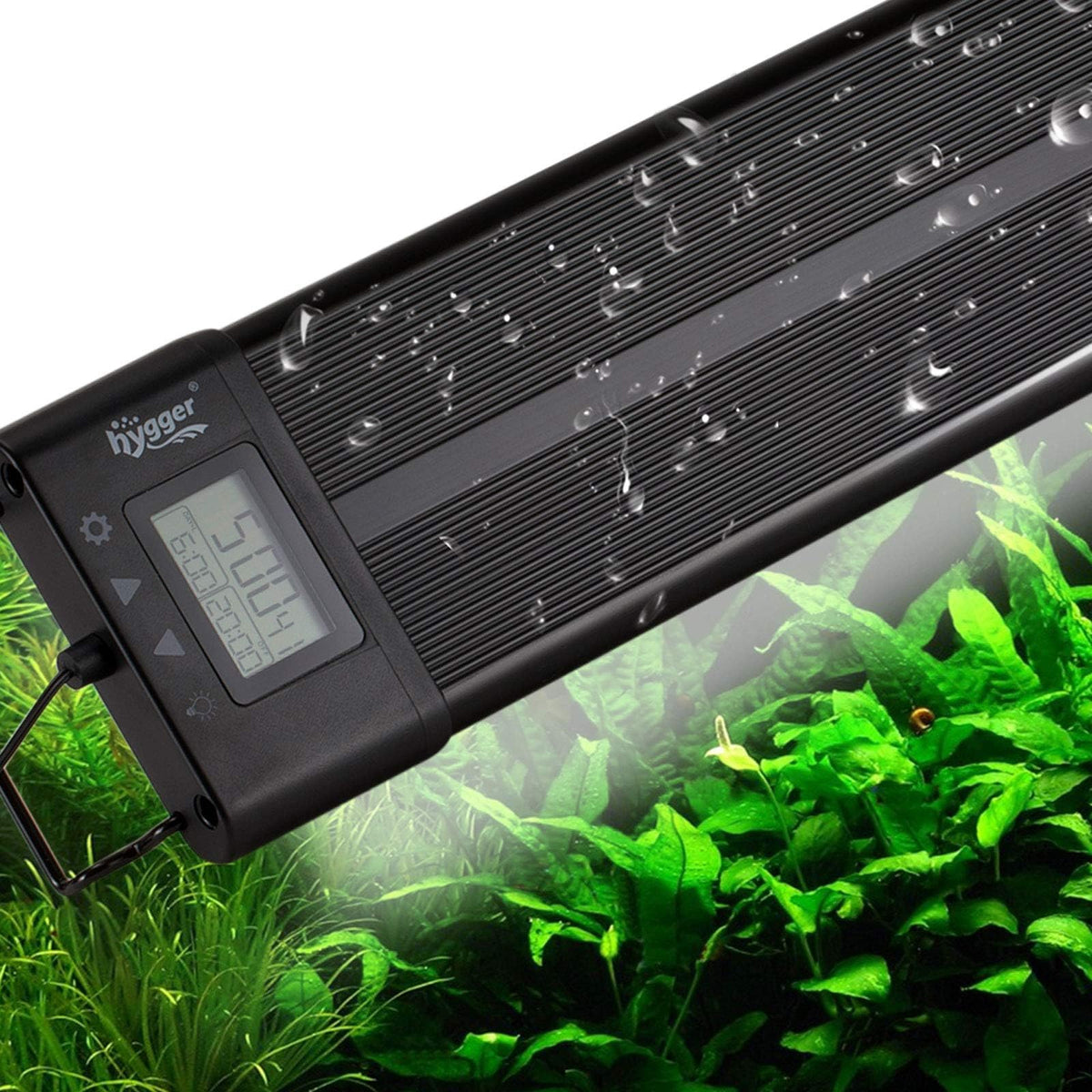 hygger aquarium LED light front view with slim profile for unobtrusive tank lighting.