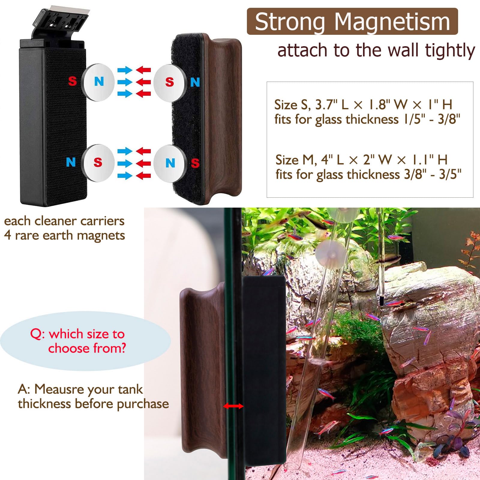 Hygger Aquarium Magnetic Cleaner external grip close-up showing strong magnet for secure glass sticking