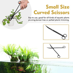 Hygger curved tweezers reach tight spots for accurate plant placement.