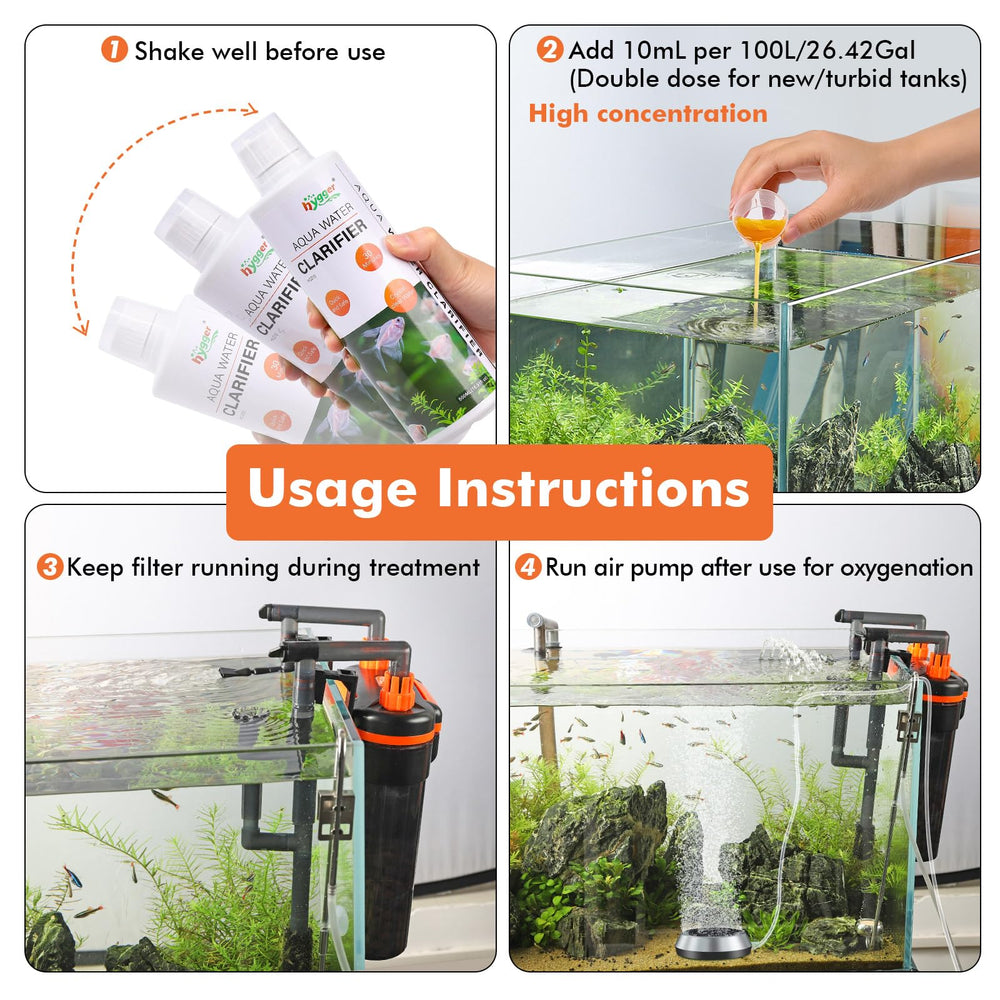 Hygger Aquarium Water Clarifier application-scene depicts in-tank use during maintenance.
