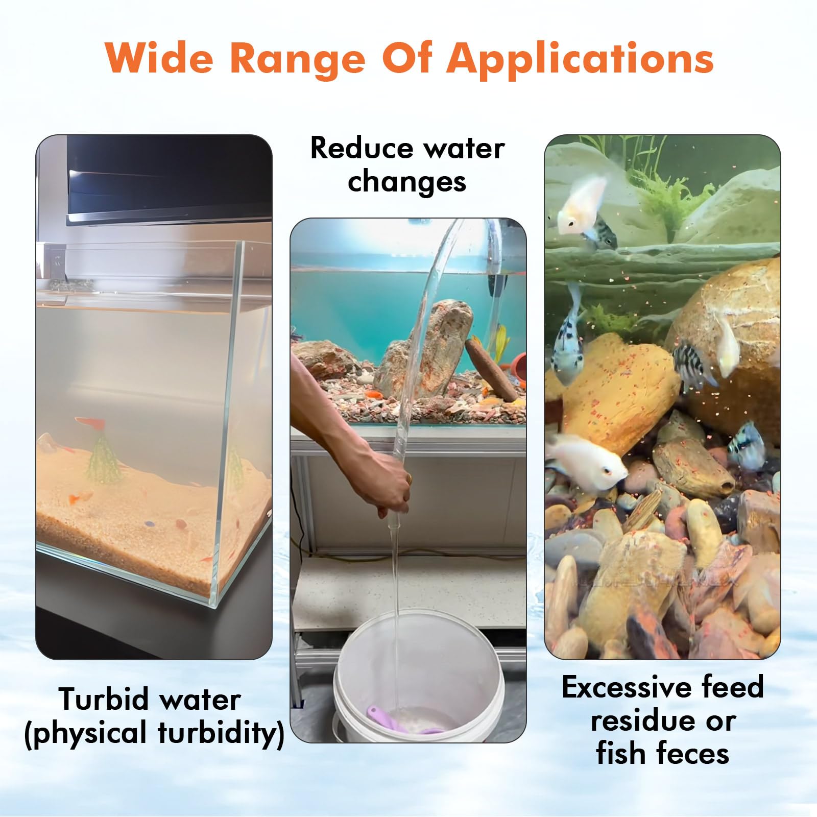 Hygger Aquarium Water Clarifier label-safety emphasizes compliant, safe use for aquatic life.