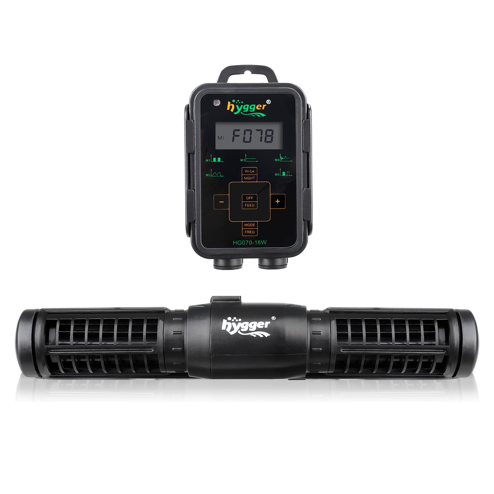 Hygger Aquarium Wave Maker with LED display controls for precise flow regimes.