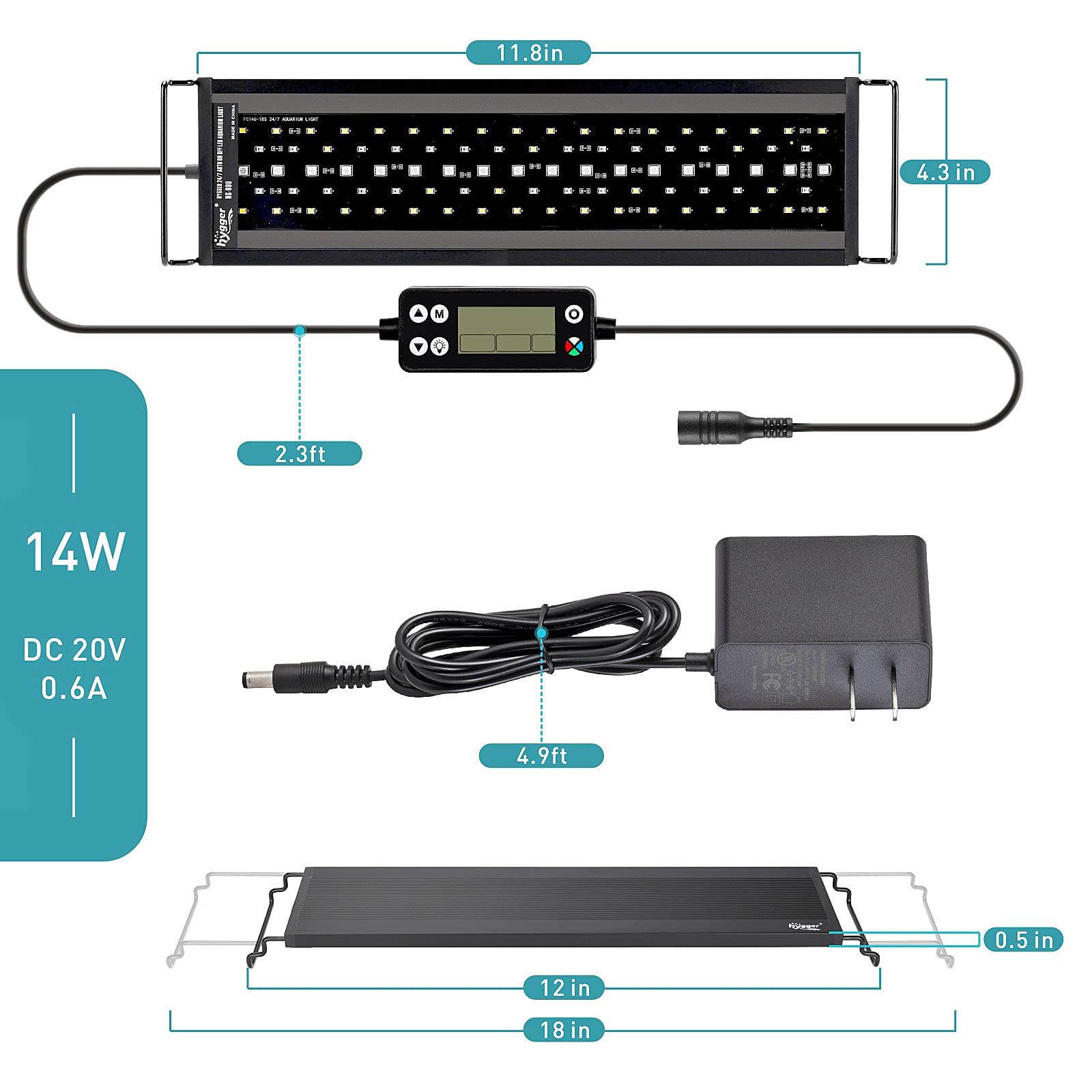 hygger Auto On Off LED aquarium light planted tank glow supports healthy greens