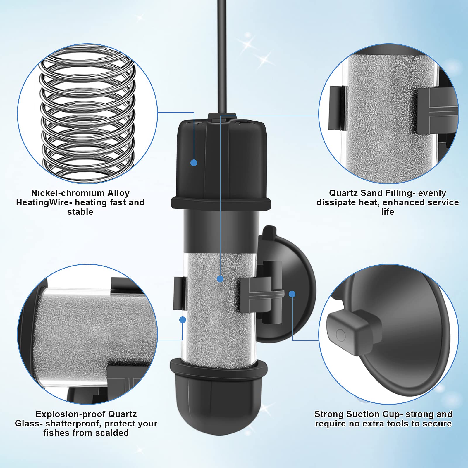 hygger betta heater dry-run protection prevents overheating during low-water situations