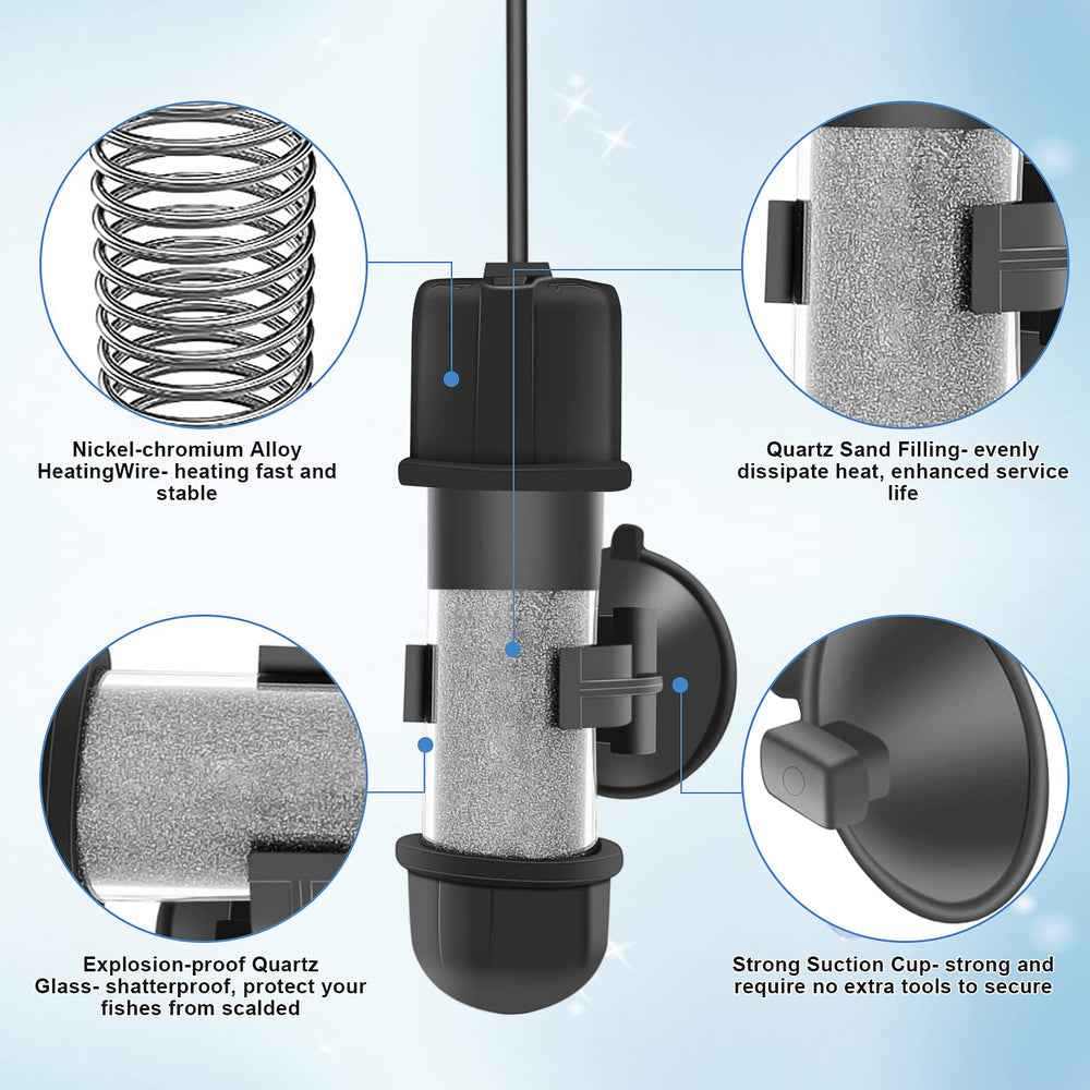 hygger betta heater dry-run protection prevents overheating during low-water situations