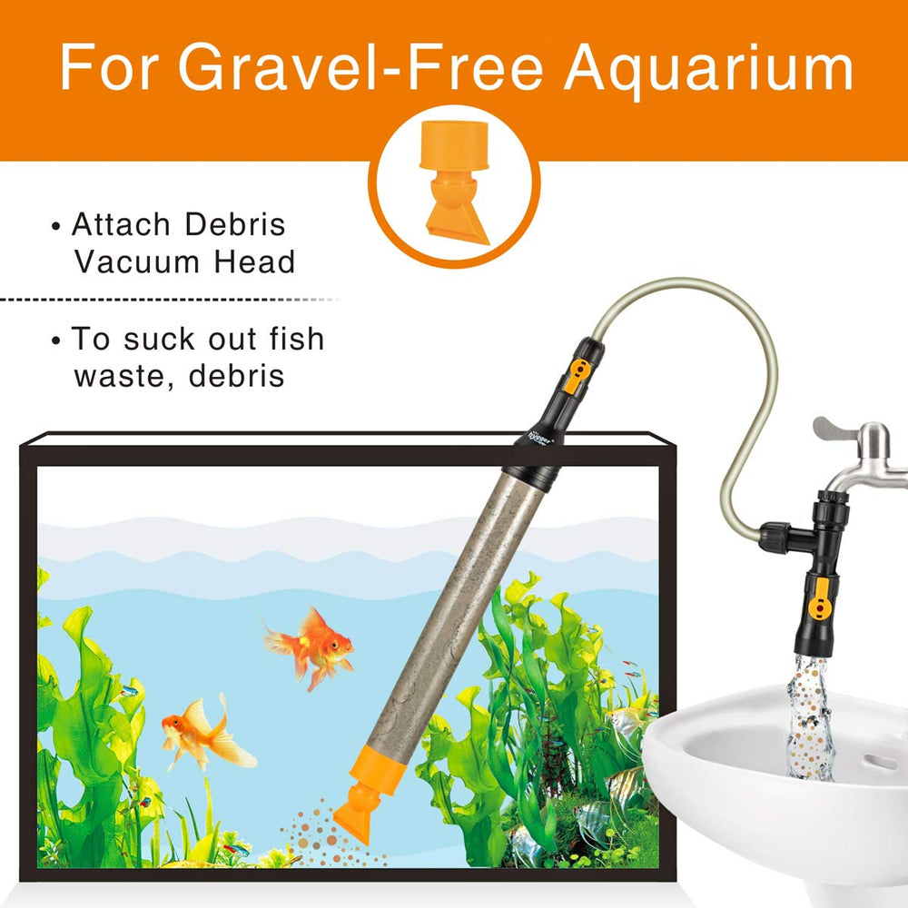 hygger bucket-free water change kit faucet adapters provide universal fit for many taps.