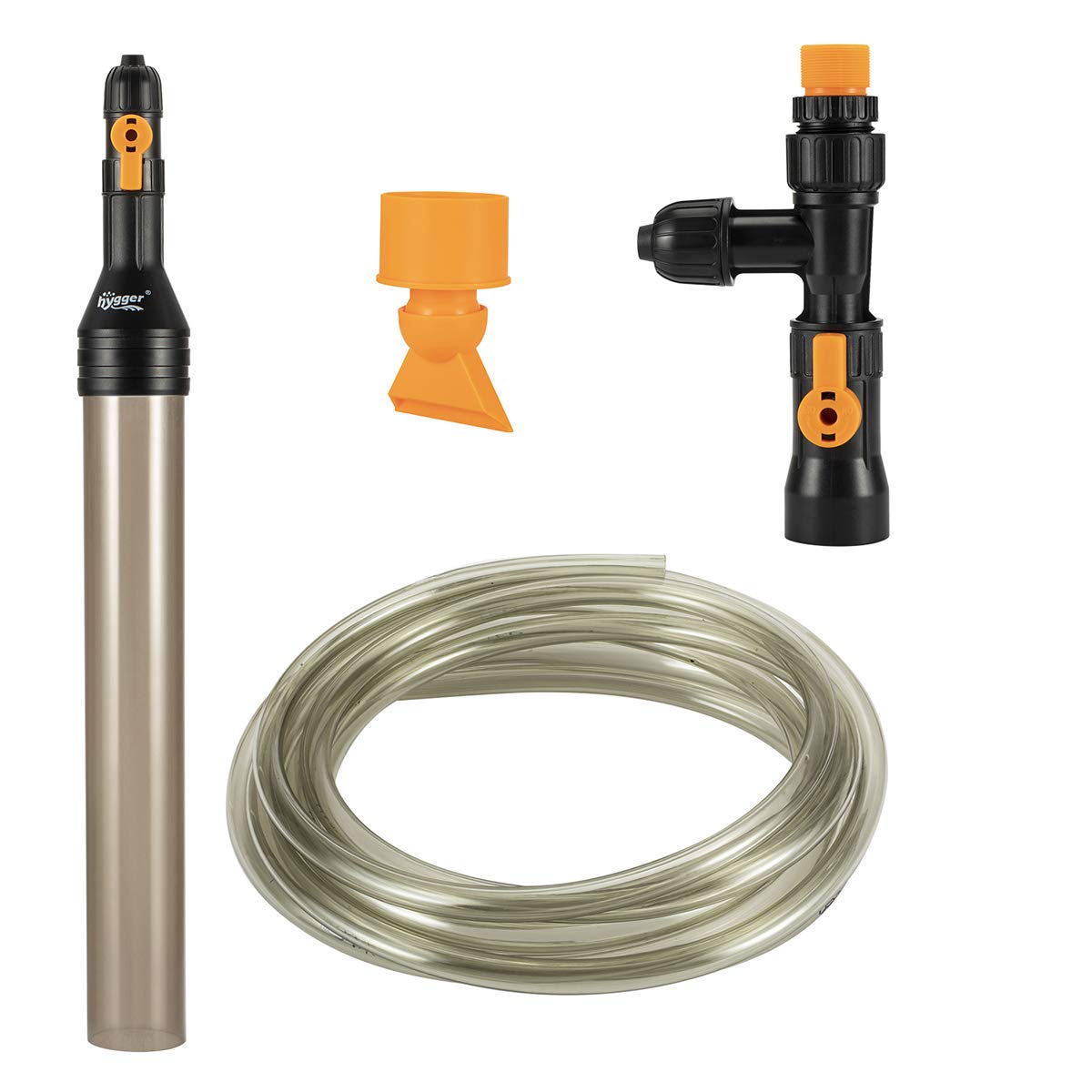 hygger bucket-free water change kit faucet connection demonstrates easy setup for efficient maintenance.